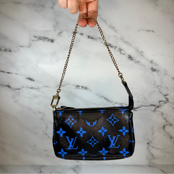 Louis Vuitton Mini Pochette bag Digital Blue/black clutch Monogram LV purse - Picture 4 of 16